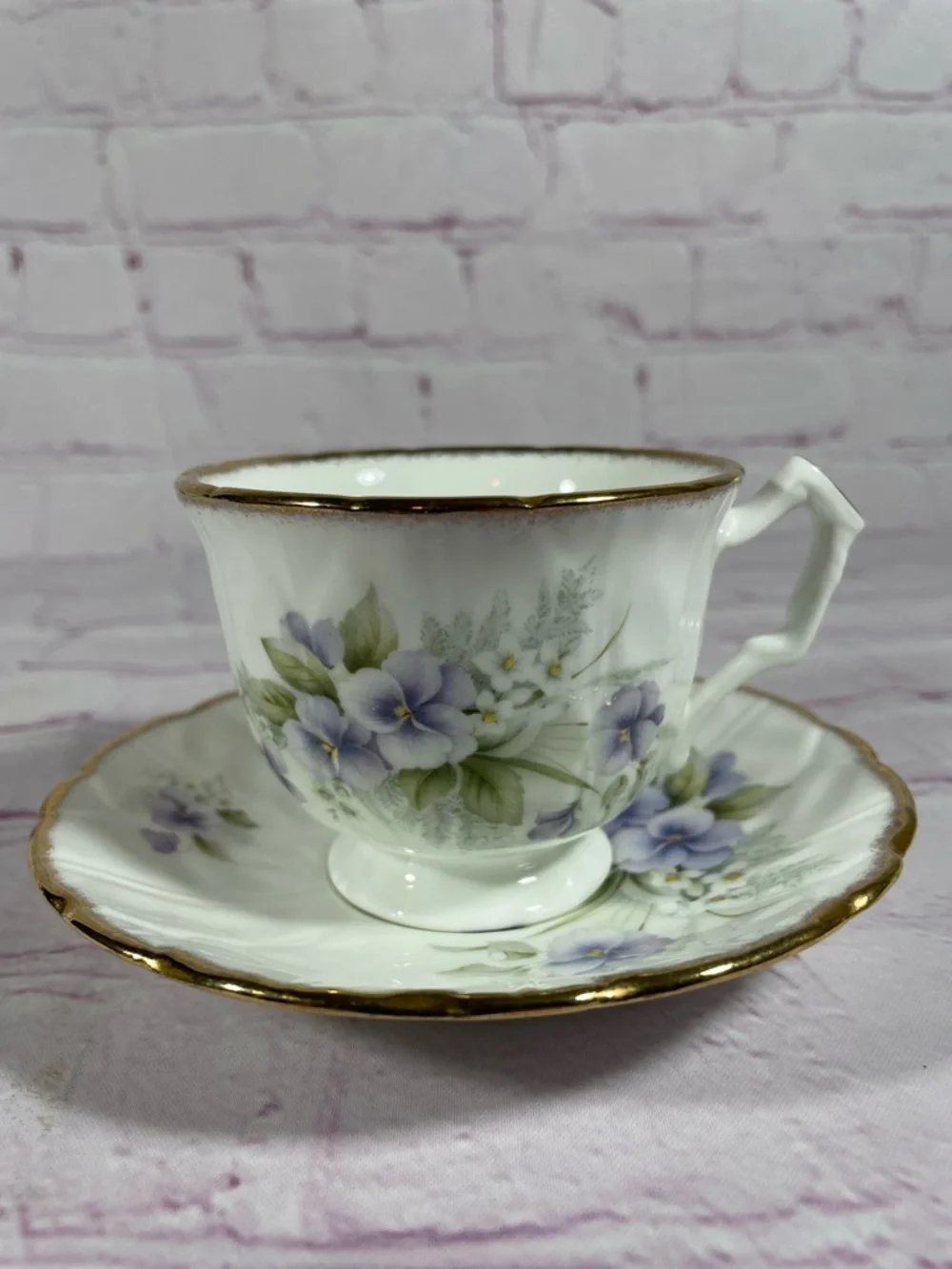 Vintage Royal Stanley Purple Pansies Teacup and Saucer Set England